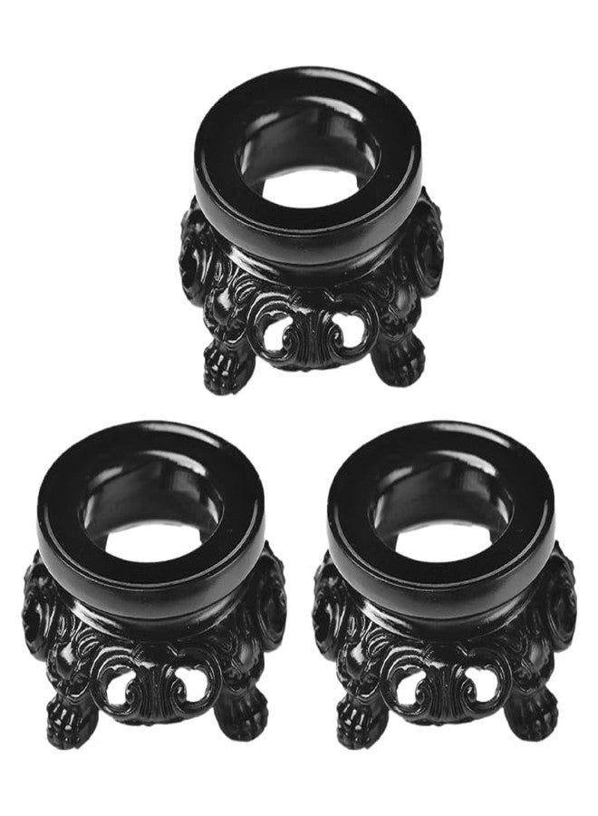 RORPOIR 3Pcs Wooden Dispaly Stands Gazing Ball Standing Quartz Ball Holder Globe Stone Decoration Display Pedestals for Crystal Sphere - Image 1